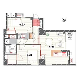 アブレスト動坂 2LDKの間取図画像