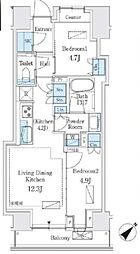 パークホームズ入谷 2LDKの間取図画像
