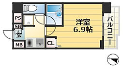 JR東海道・山陽本線 三ノ宮駅 徒歩5分の賃貸マンション 4階1Kの間取り