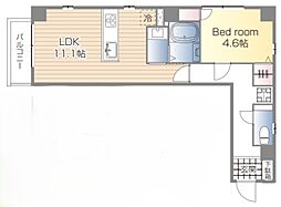 コスモグランデII 3階1LDKの間取り