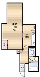 三田慶応ビジデンス 1DKの間取図画像
