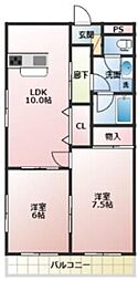 ライフマンション 3階2LDKの間取り