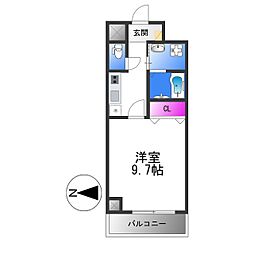 近鉄けいはんな線 荒本駅 徒歩7分の賃貸マンション 3階1Kの間取り