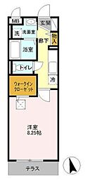 ヴィラ新天地 1Kの間取図画像