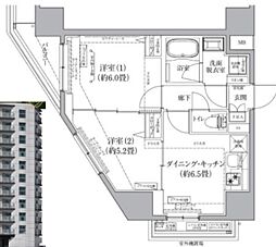 アイルグランデ東京立石 2DKの間取図画像