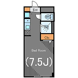 T2Pα ワンルームの間取図画像