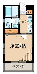 ルーチェ 2階1Kの間取り