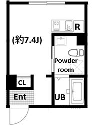 Luna Crescente Kawasaki 3階ワンルームの間取り