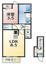 Good Hills Funabashi 2階1LDKの間取り