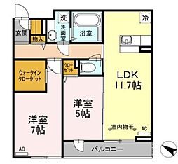 パレスグランディオーサ 2LDKの間取図画像