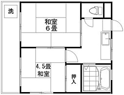 藤コーポ 2Kの間取図画像