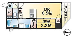 ネクストステージ神戸元町 9階1DKの間取り