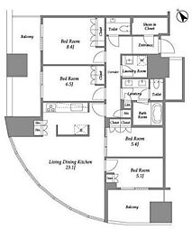 麻布台ヒルズレジデンスＢ 10階4LDKの間取り