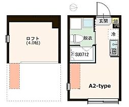ハーモニーテラス春日町IV 1階ワンルームの間取り
