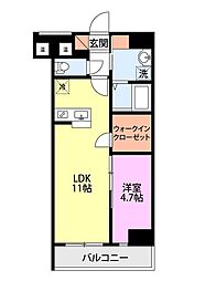 リベラ上大川前 1LDKの間取図画像