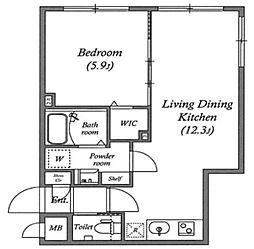 LEGALAND東新宿 4階1LDKの間取り