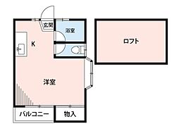 クリスタルハイツ ワンルームの間取図画像