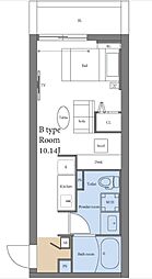 東急多摩川線 矢口渡駅 徒歩7分の賃貸マンション 2階ワンルームの間取り