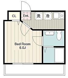 エクレール 1Kの間取図画像