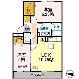 フォレストパーク 1階2LDKの間取り