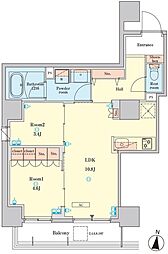 RJRプレシア菊川駅前 2階2LDKの間取り