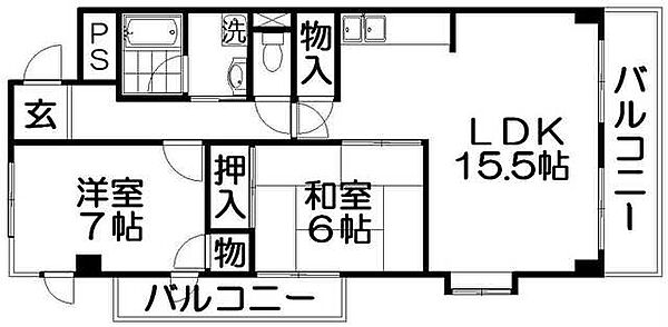 パープルソシア ｜大阪府寝屋川市東神田町(賃貸マンション2LDK・5階・66.65㎡)の写真 その2