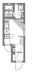 グランエッグス西新宿E 1階ワンルームの間取り