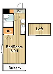 コーポ藤 2階1Kの間取り
