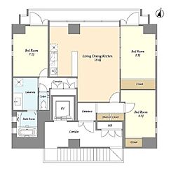 クアトロアルカ九段 3階2SLDKの間取り