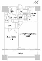 コンシェリア西新宿タワーズウエスト 1LDKの間取図画像
