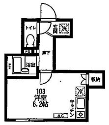 ソレイユ 1階ワンルームの間取り