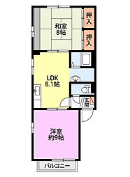 マンションHEART 2DKの間取図画像