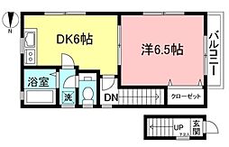 メゾンドクラーブII 2階1DKの間取り