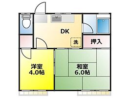 白樺コーポ 2階2DKの間取り