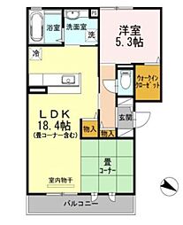 フィオーレ 1LDKの間取図画像