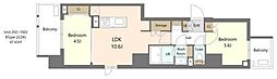 S-RESIDENCE浅草diverse 10階2LDKの間取り