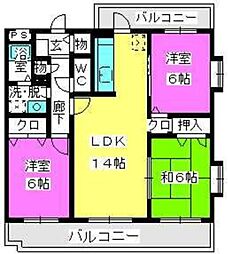 プラムハイツ3 3LDKの間取図画像