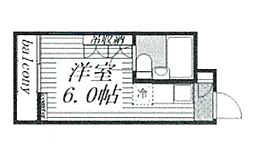 メゾン・ド・マルス 2階ワンルームの間取り