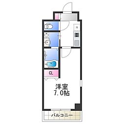 ルミエール平野 1Kの間取図画像