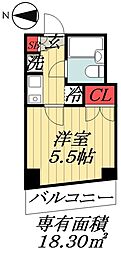 ベイステート安間 1Kの間取図画像