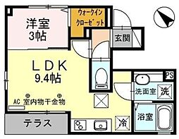グランメール多摩平 1階1LDKの間取り