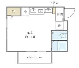 Key Link北馬込 2階ワンルームの間取り