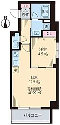 レコルトヴィル高円寺 1LDKの間取図画像