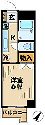 マンション如月 1Kの間取図画像