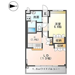 モア・フレーブ 2階1LDKの間取り