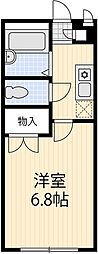 アーバンフラット5 2階1Kの間取り