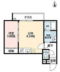 子犬と春風のダイアリー 2階1LDKの間取り