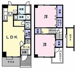 JR阪和線 和歌山駅 徒歩30分の賃貸アパート 1階2LDKの間取り