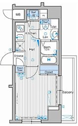 ガーラ・シティ大井町 1Kの間取図画像
