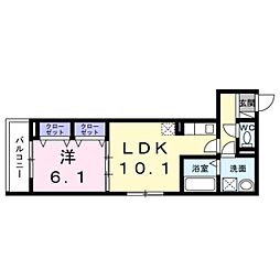 ヒカルサ和歌山本町 3階1LDKの間取り
